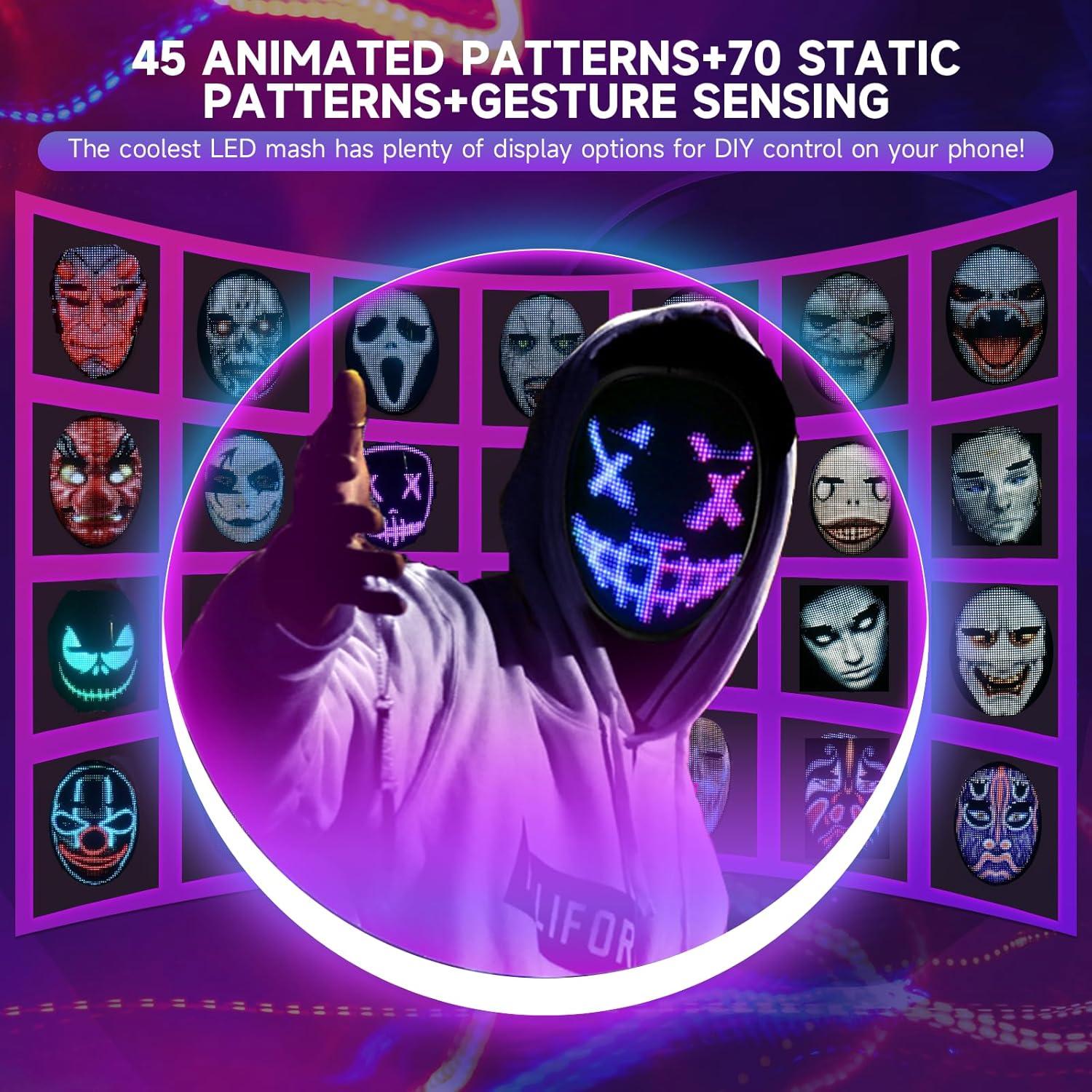 Máscara LED Funle Transformadora con App y Detección de Gestos
