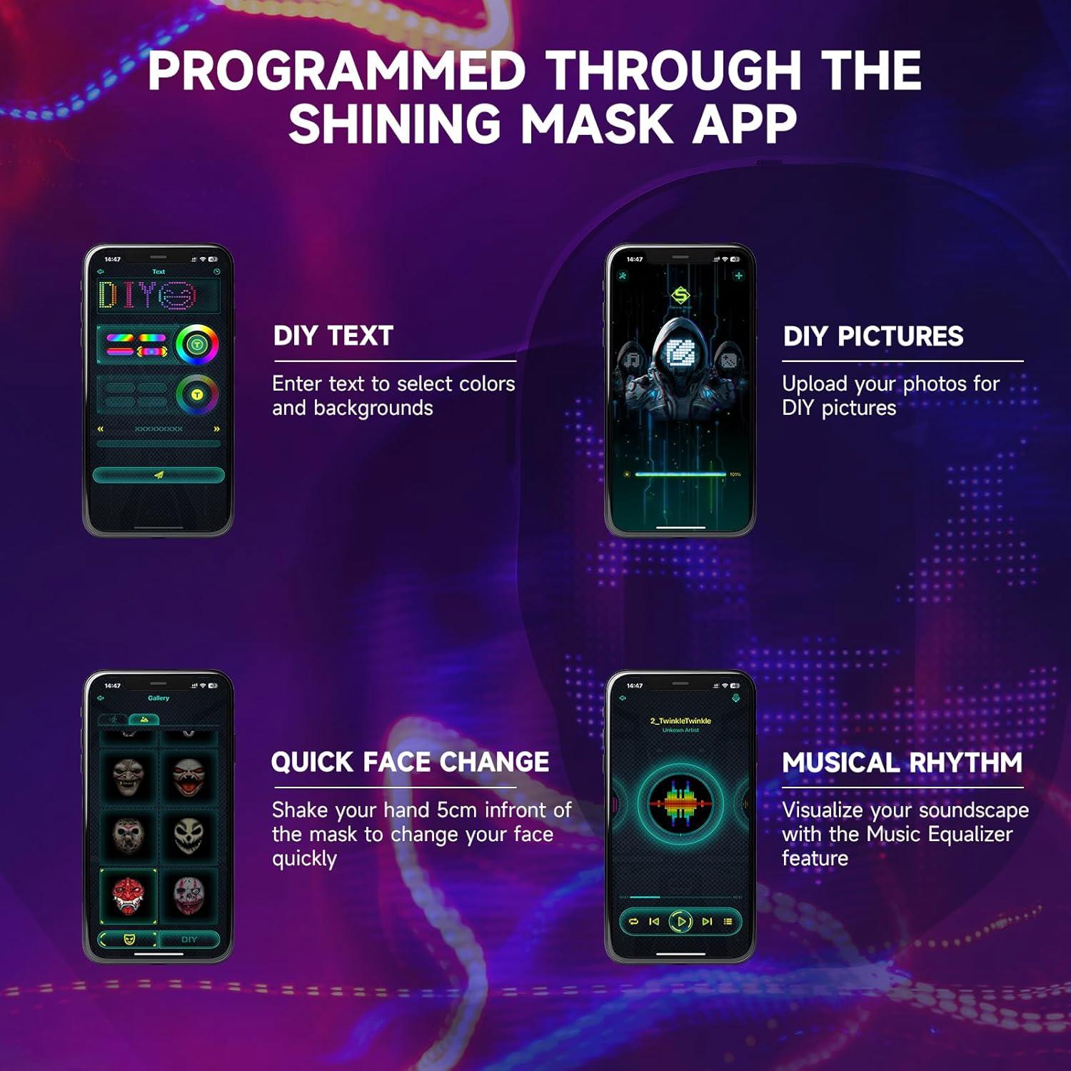 Máscara LED Funle Transformadora con App y Detección de Gestos