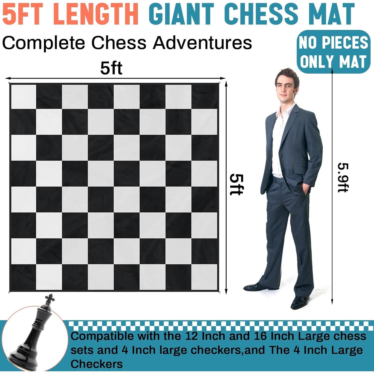 Alfombra de Ajedrez Gigante Yuxung 1.55x1.55m para Exterior