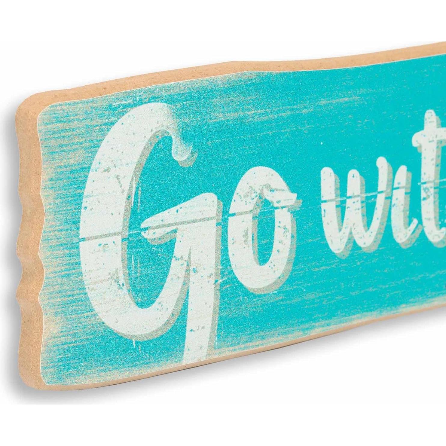 Letrero de Madera Disney Lilo y Stitch Ve con la Corriente 42x7cm