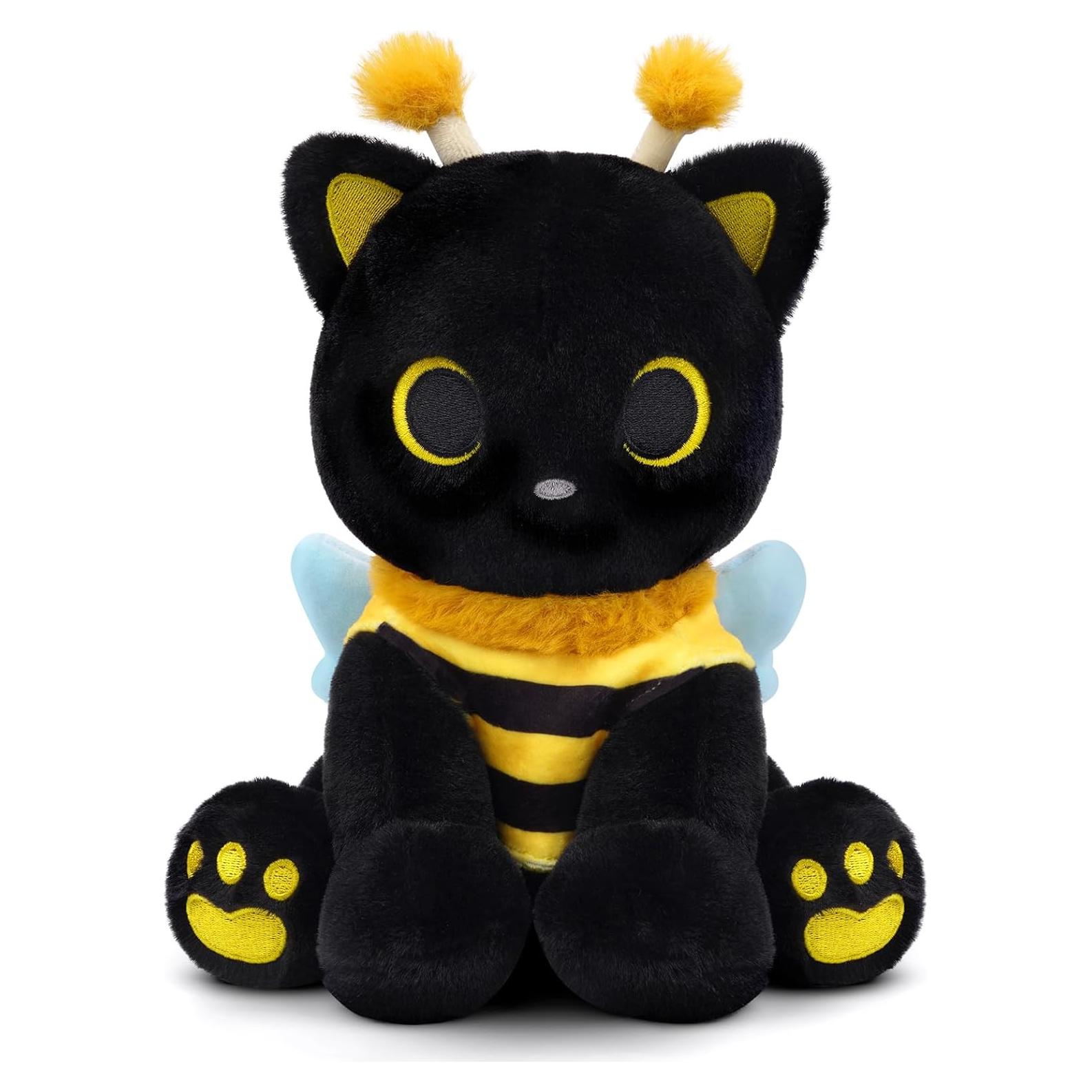 Peluche Gato Negro Kawaii 20cm con Disfraz de Abeja