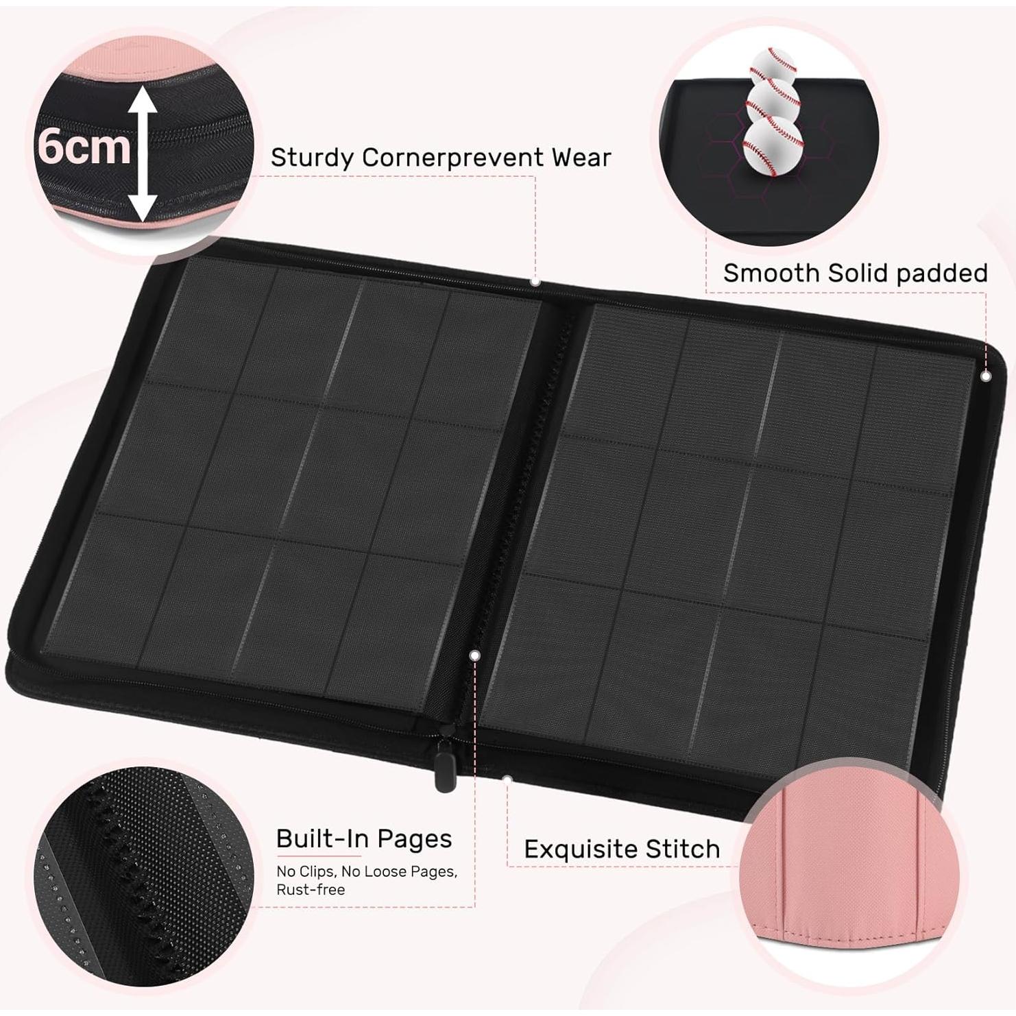 Carpeta de Tarjetas Zofly TC-30P Rosa 12 Bolsillos 720 Tarjetas