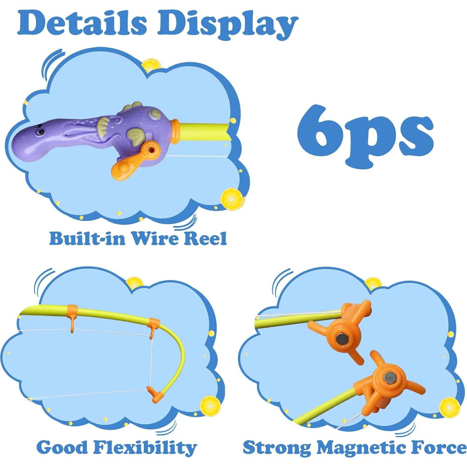 3 Cañas de Pesca Magnéticas Cleanla para Niños - Juguete de Baño
