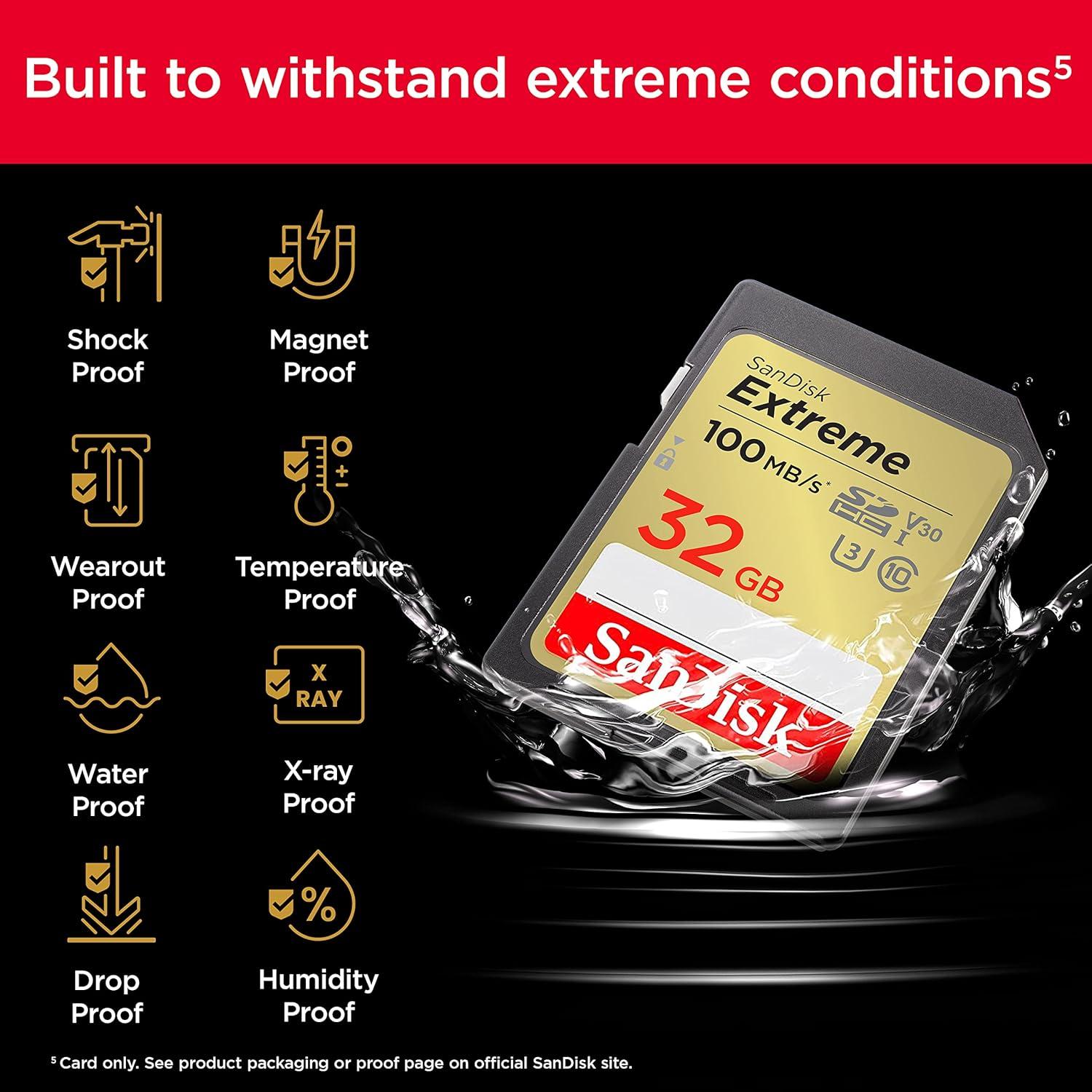 Tarjeta de Memoria SanDisk 32GB Extreme SDHC UHS-I 4K