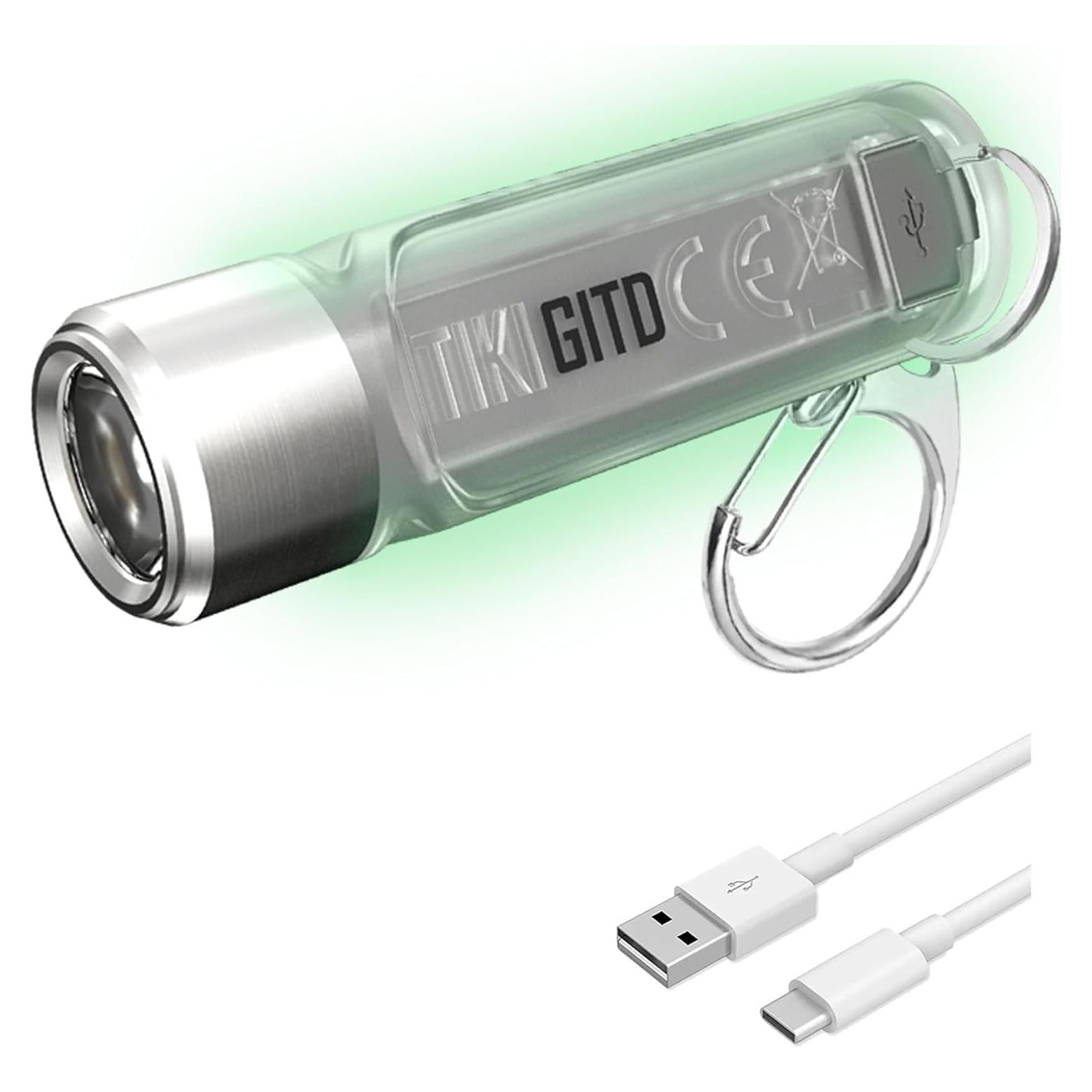 Linterna de Llavero Nitecore Tiki GITD Verde 300 Lúmenes USB-C