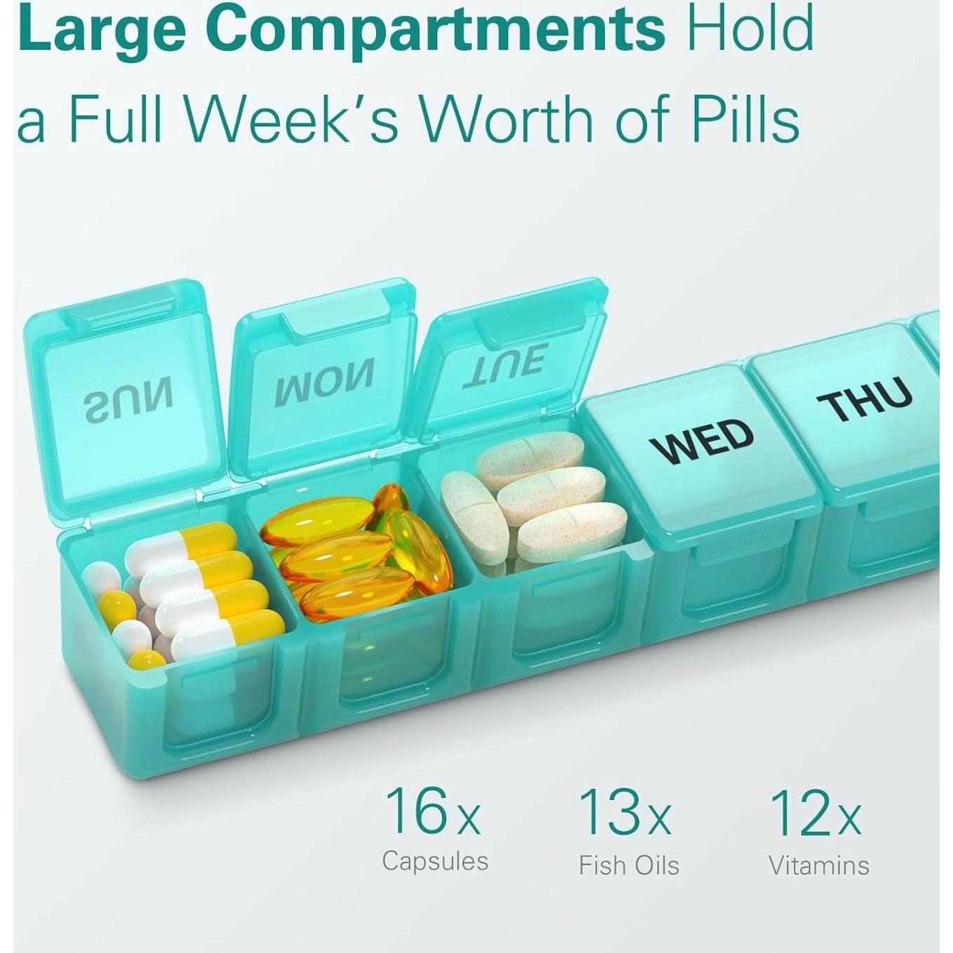 Organizador de Pastillas Semanal BUG HULL Grande 7 Compartimentos