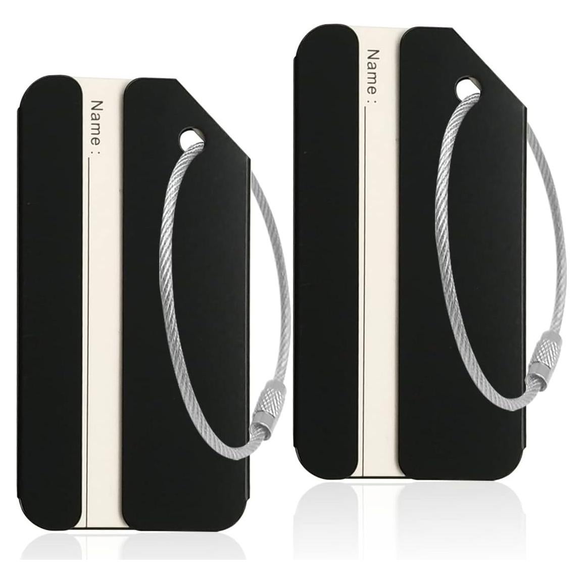 2 Pack Etiquetas de Equipaje Aluminio Negro Ovener 8.1x4.1cm