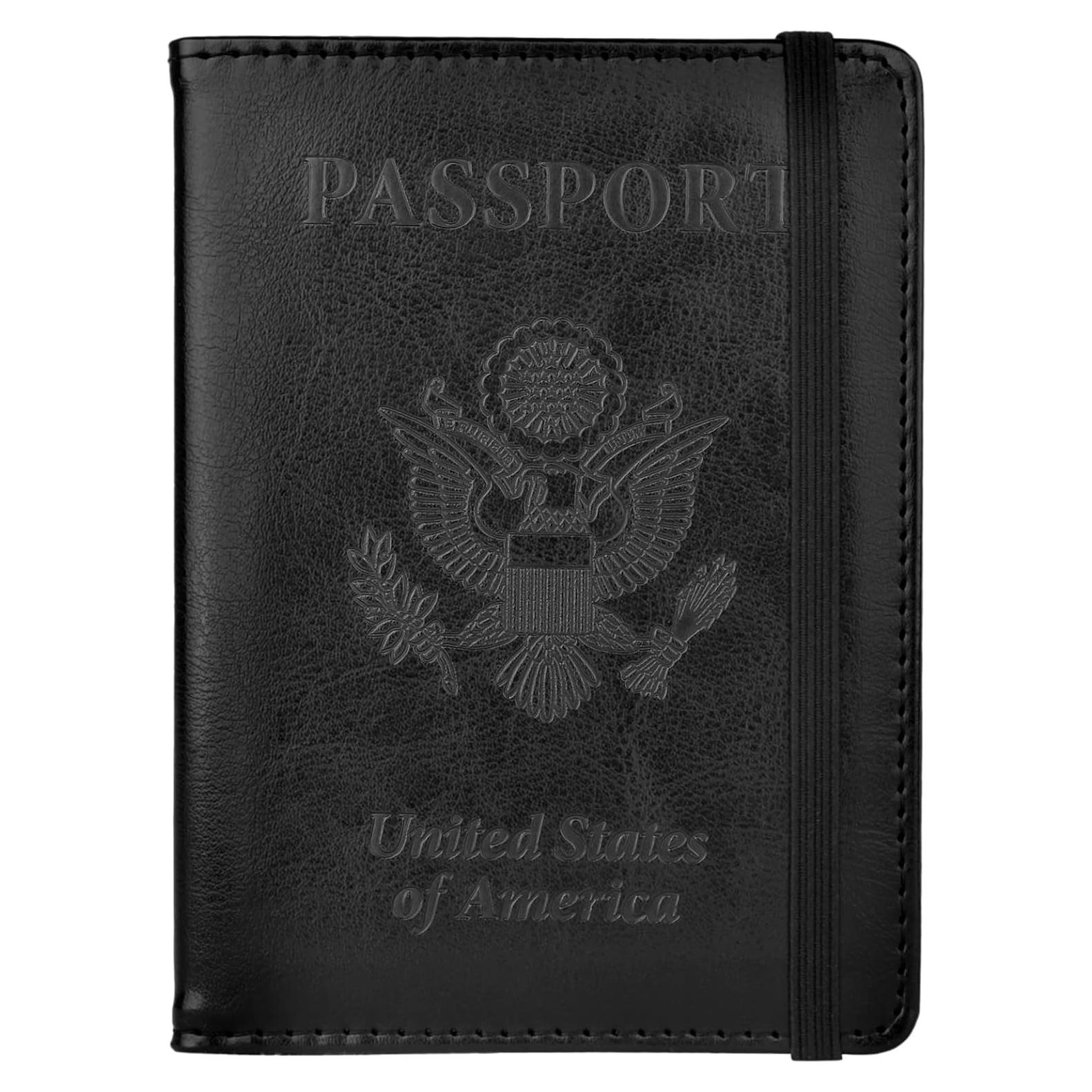 Portapasaportes de Cuero Funactu con Bloqueo RFID Negro