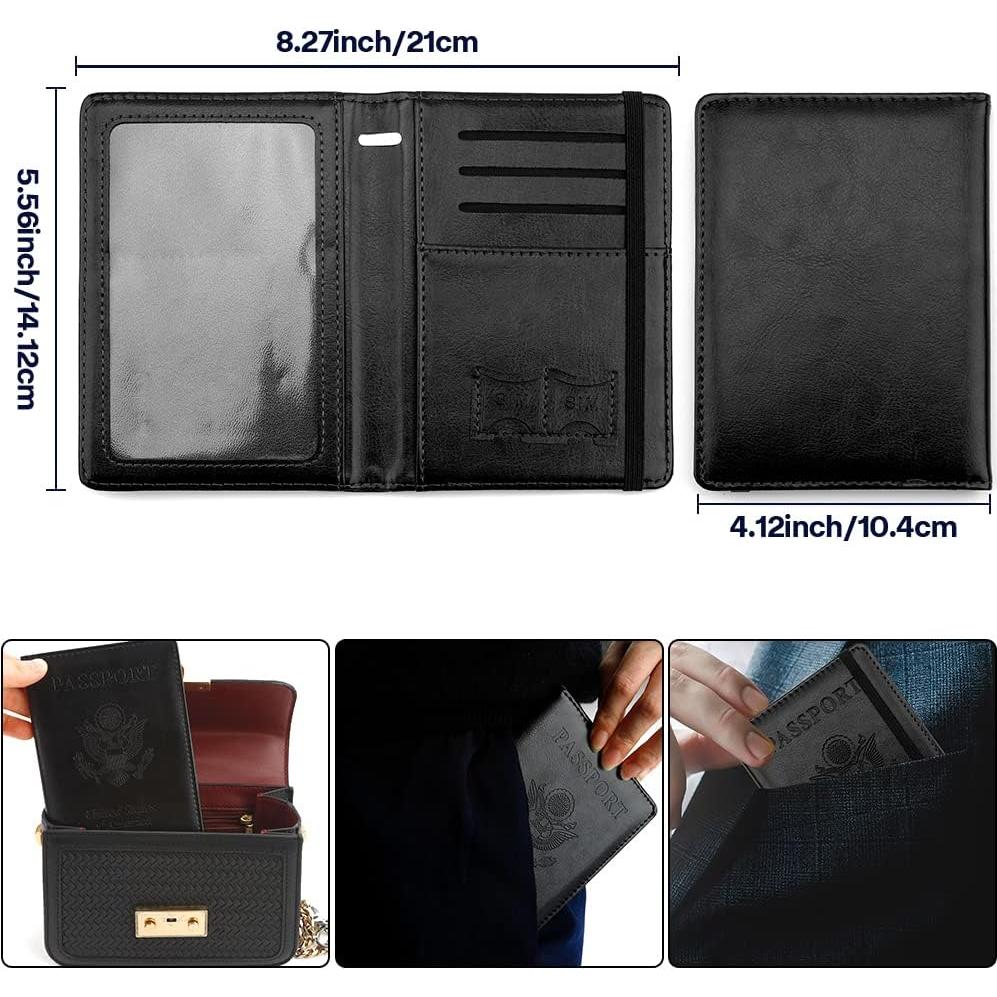 Portapasaportes de Cuero Funactu con Bloqueo RFID Negro