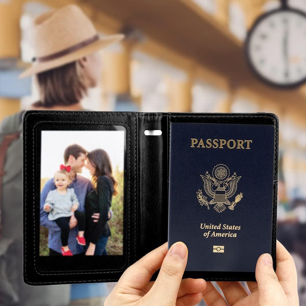 Portapasaportes de Cuero Funactu con Bloqueo RFID Negro