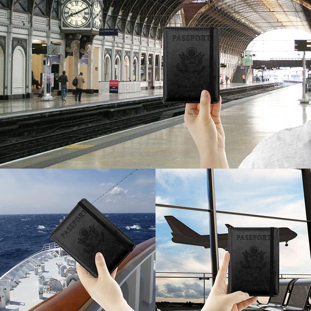 Portapasaportes de Cuero Funactu con Bloqueo RFID Negro