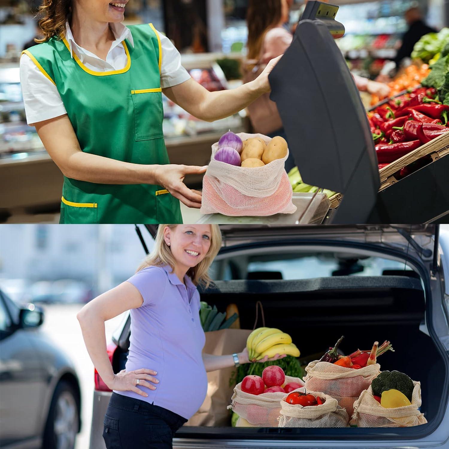 Bolsas de Produce Reutilizables HAMCSTNF - Algodón Natural, 6 Piezas