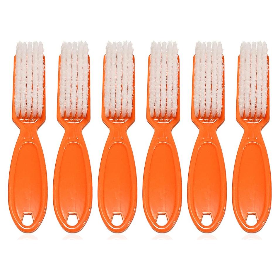 6 Cepillos de Uñas SQULIGT Naranja con Mango Antideslizante