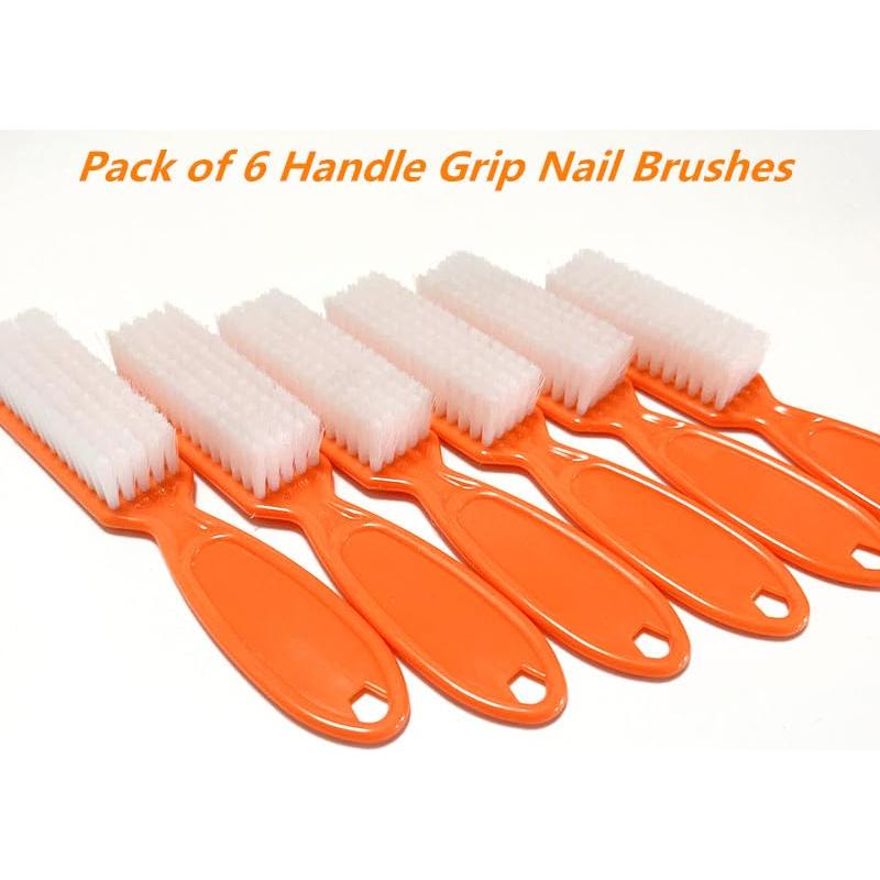 6 Cepillos de Uñas SQULIGT Naranja con Mango Antideslizante