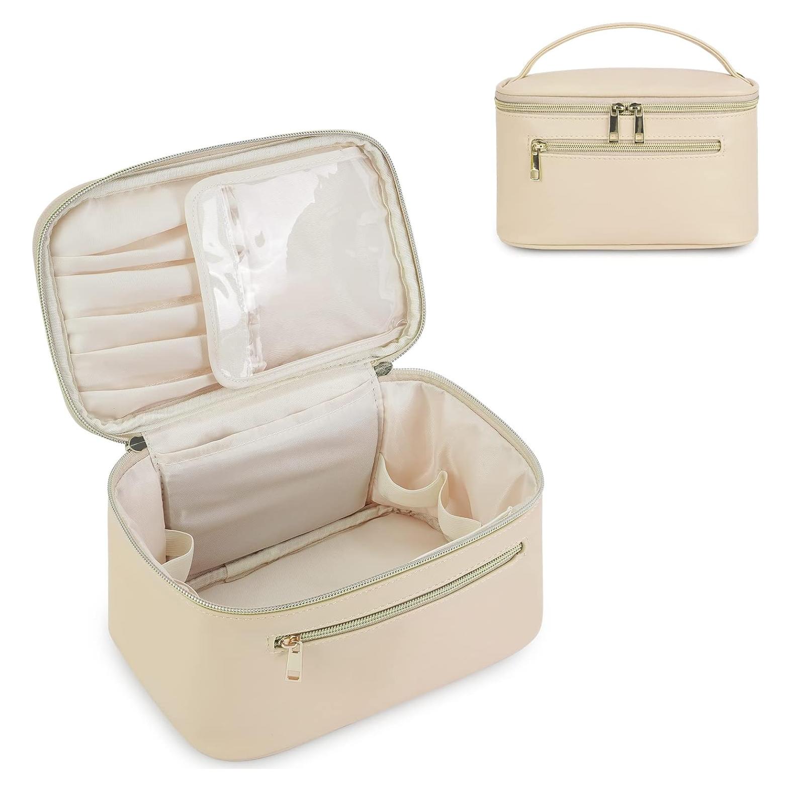 Bolsa de Maquillaje Wandering Nature Cuero Vegano Beige 23.9x14x14cm