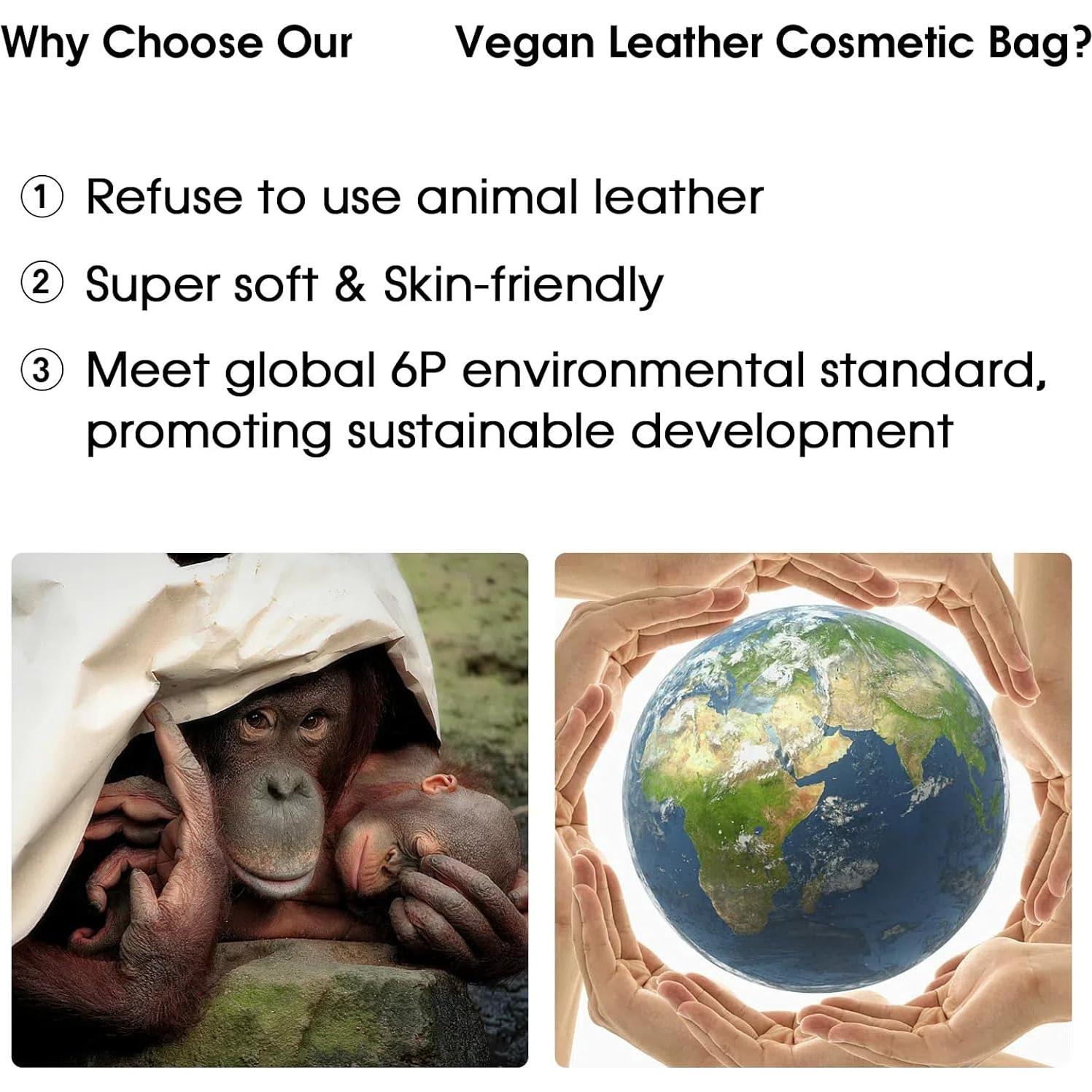 Bolsa de Maquillaje Wandering Nature Cuero Vegano Beige 23.9x14x14cm