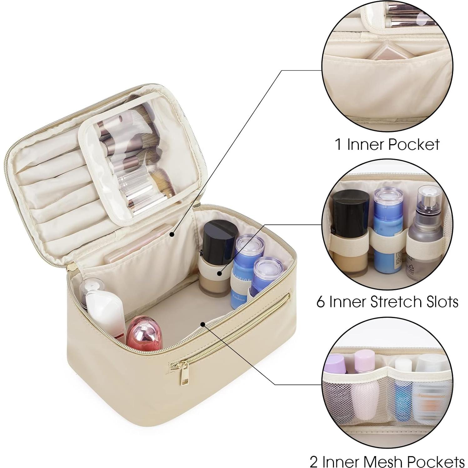 Bolsa de Maquillaje Wandering Nature Cuero Vegano Beige 23.9x14x14cm