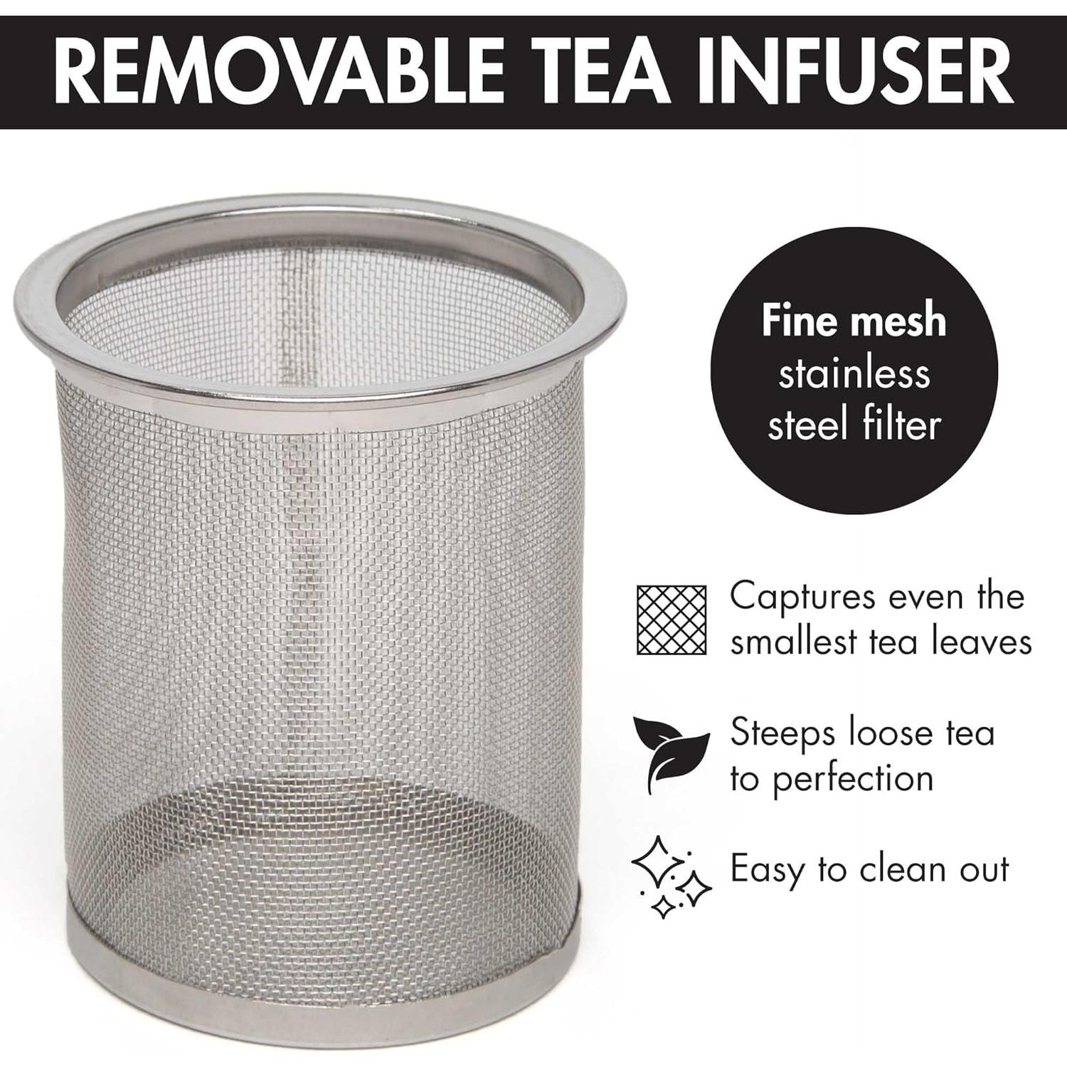 Tetera de Vidrio Primula Media Luna 1.18L con Infusor Acero