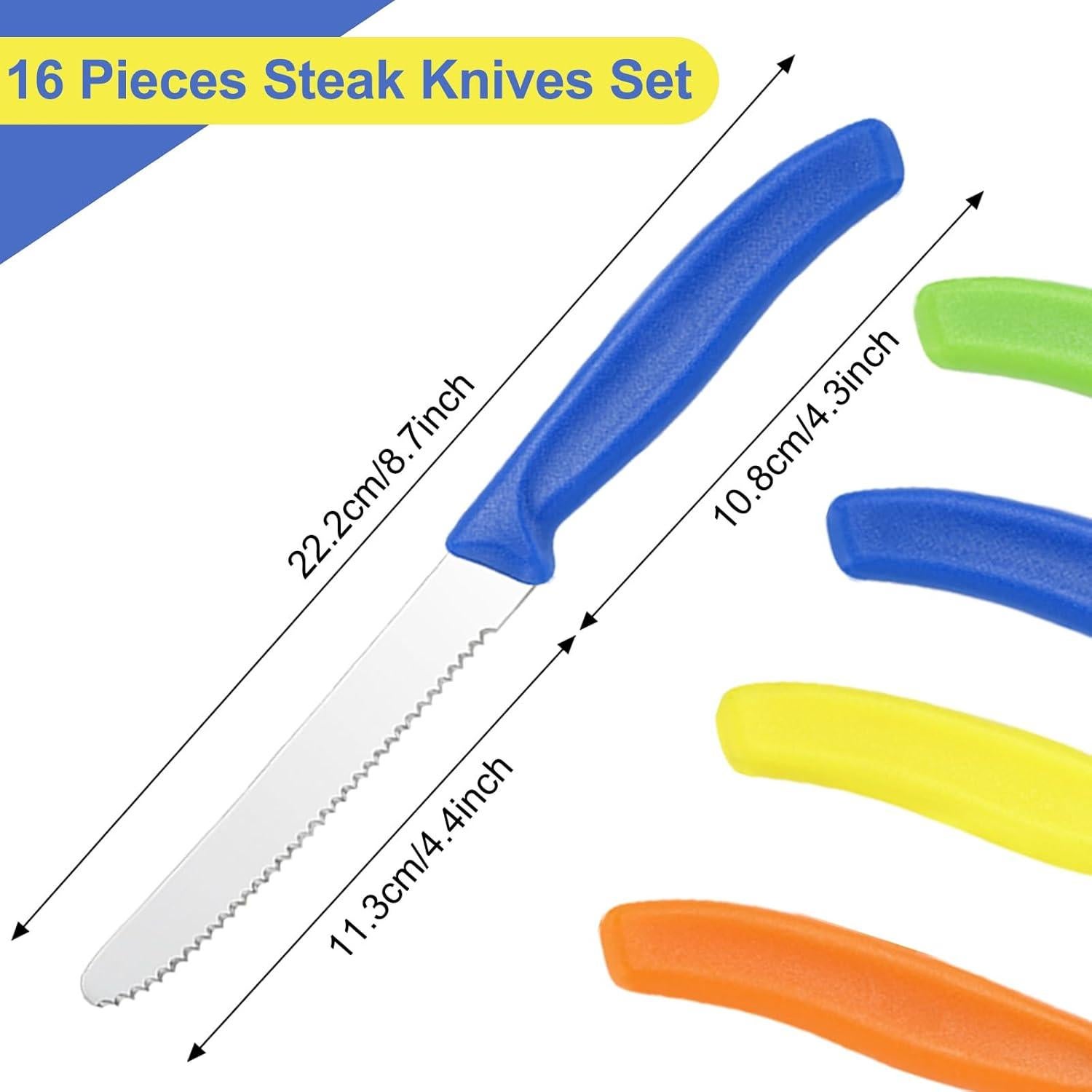 Conjunto de 16 Cuchillos para Carne BEWOS Acero Inoxidable