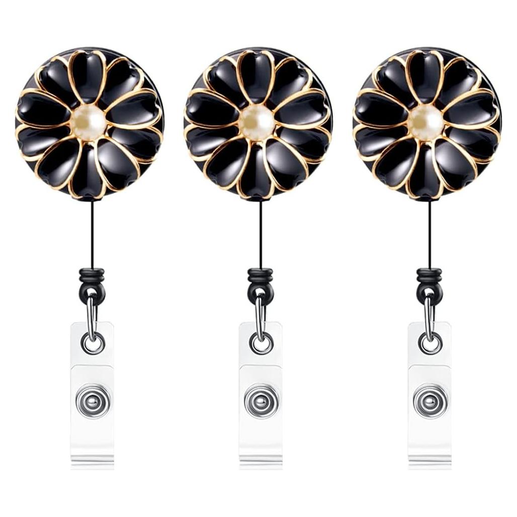 Porta Credencial Retráctil Qinsuee - Paquete de 3 Negros