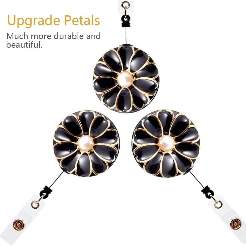 Porta Credencial Retráctil Qinsuee - Paquete de 3 Negros