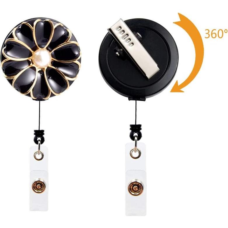 Porta Credencial Retráctil Qinsuee - Paquete de 3 Negros