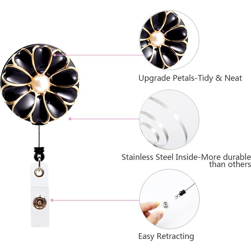 Porta Credencial Retráctil Qinsuee - Paquete de 3 Negros