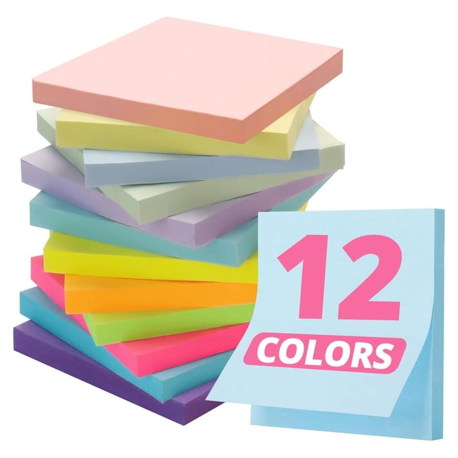 Notas Adhesivas Taja 3x3" Pastel Suave 12 Blocs 600 Hojas