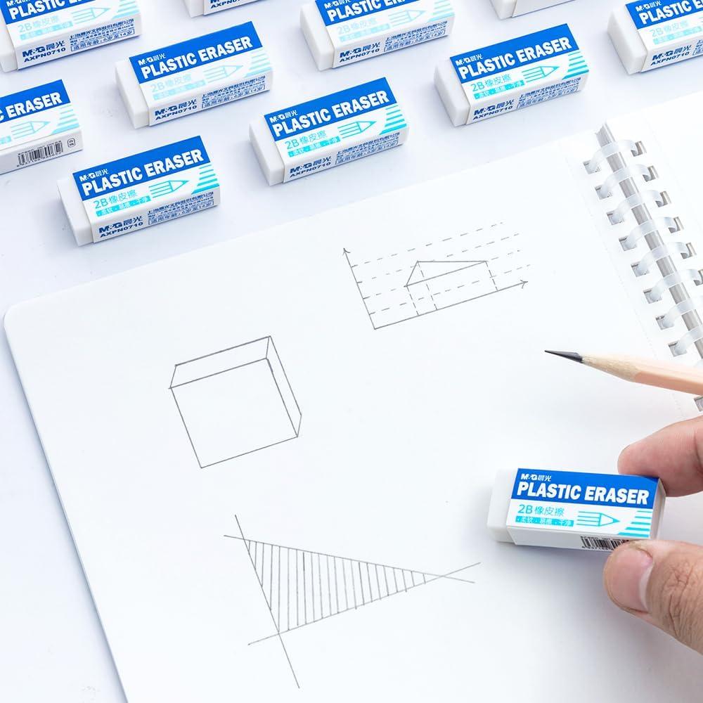 Paquete de 12 Borradores Blancos M&G 4.3x1.7cm para Oficina