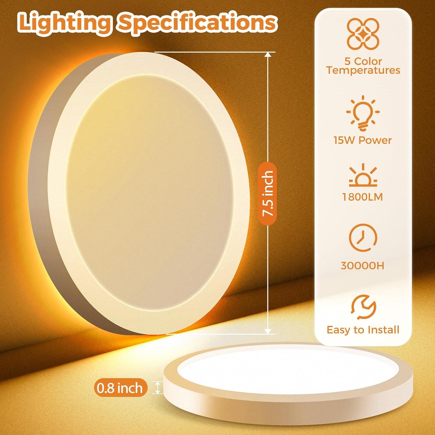 Lámpara de Techo LED Slochi 15W Luz Nocturna 3000K-6500K