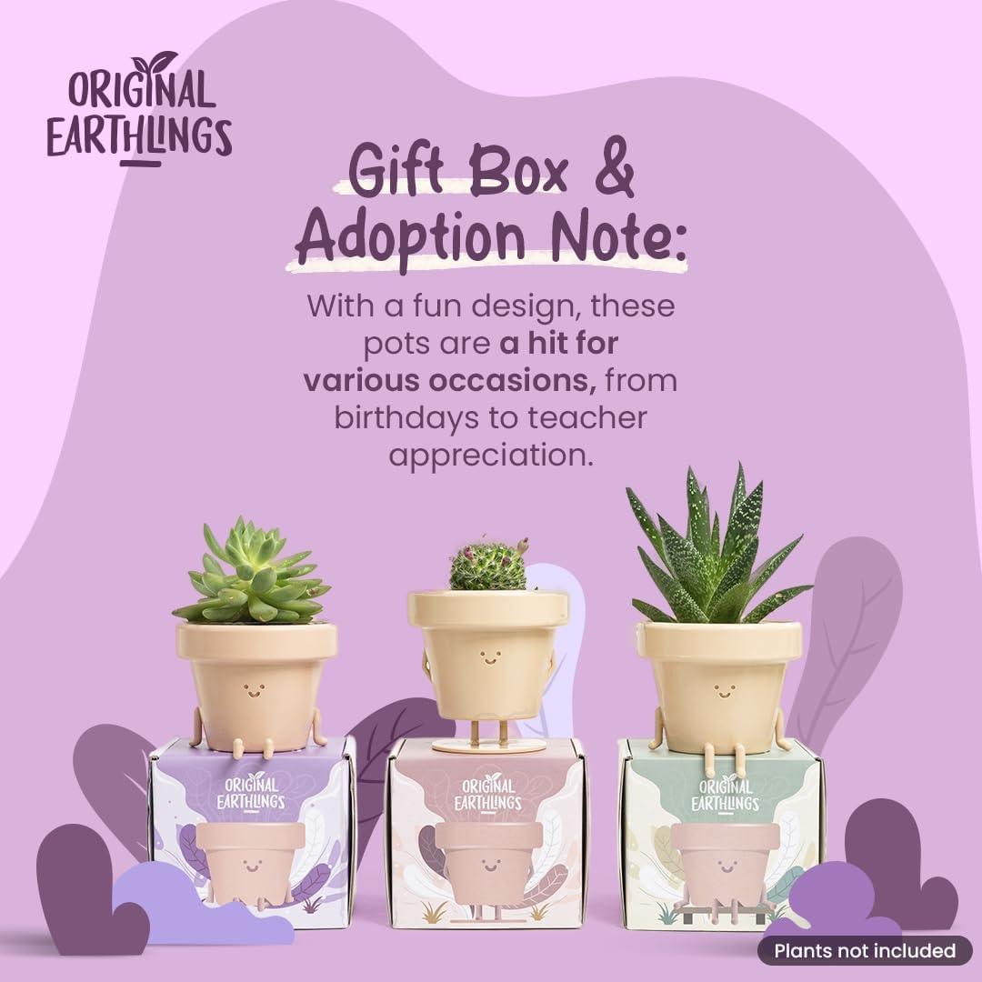 Maceta Original Earthlings 8.89 cm con Drenaje - Diseño Divertido