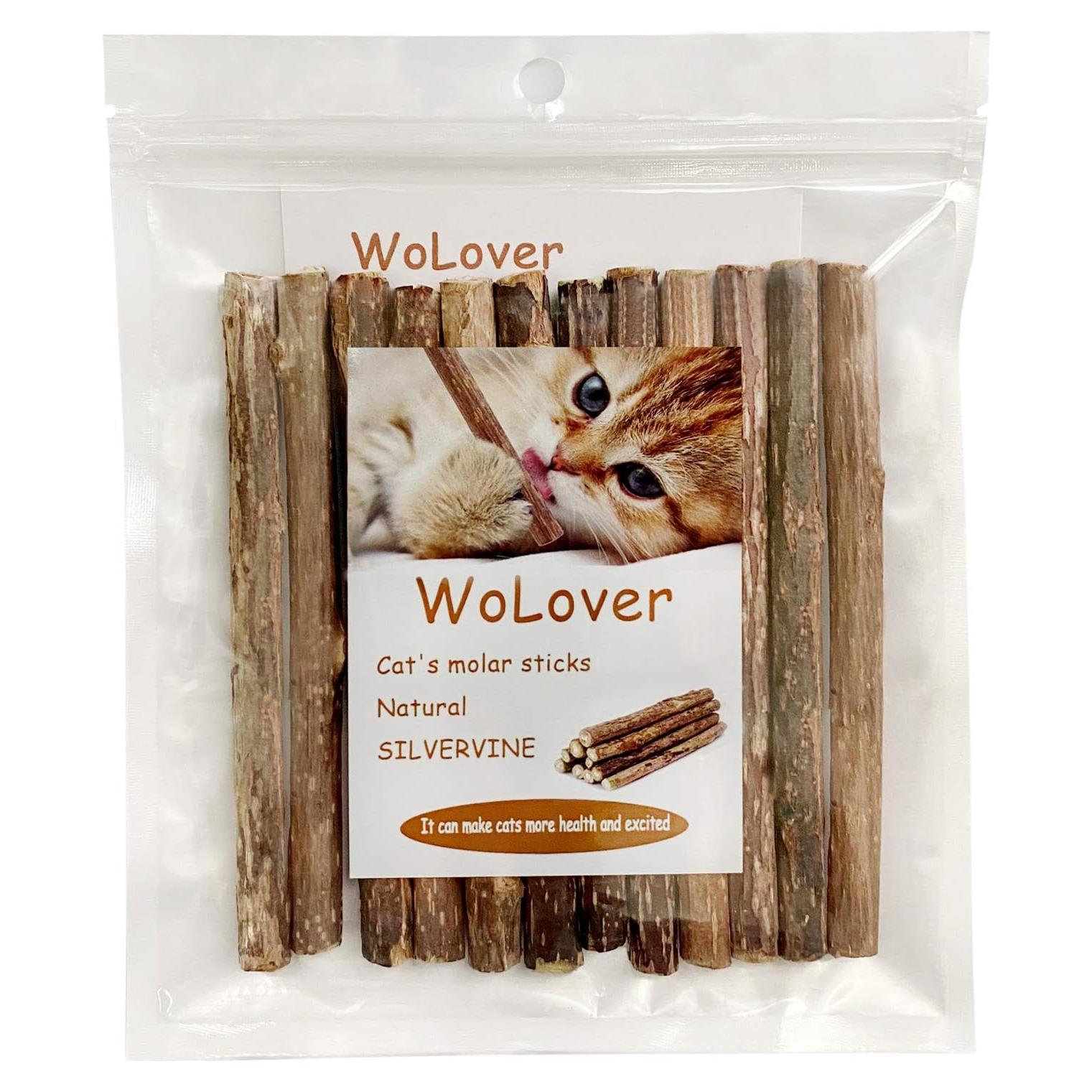 Palos de Silvervine para Gatos WoLover - 12 Unidades Naturales