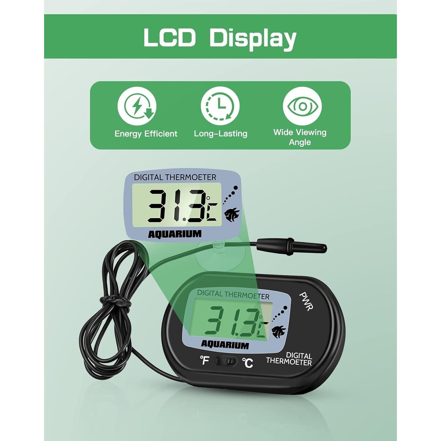 Termómetro Digital para Acuario Zacro ZDT1-AUX-1 LCD Grande
