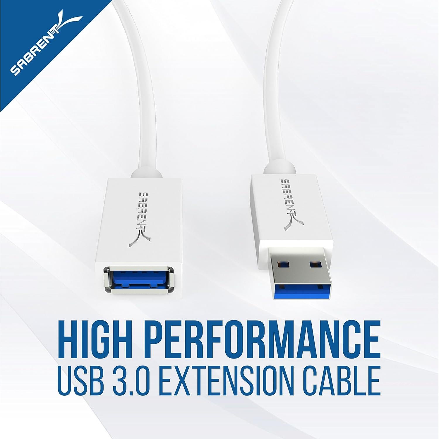 Cable de Extensión USB 3.0 Sabrent 3.05m A-Macho a A-Hembra Blanco