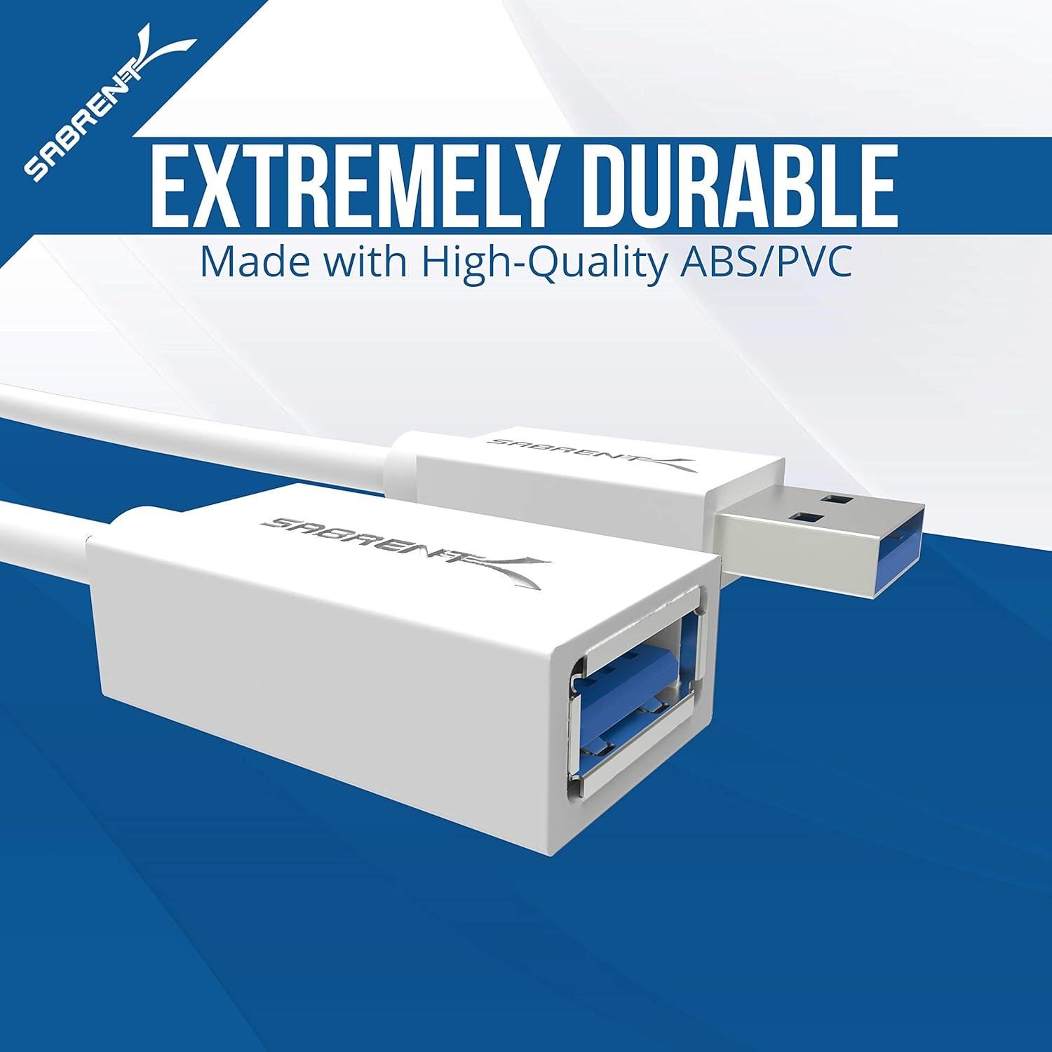 Cable de Extensión USB 3.0 Sabrent 3.05m A-Macho a A-Hembra Blanco