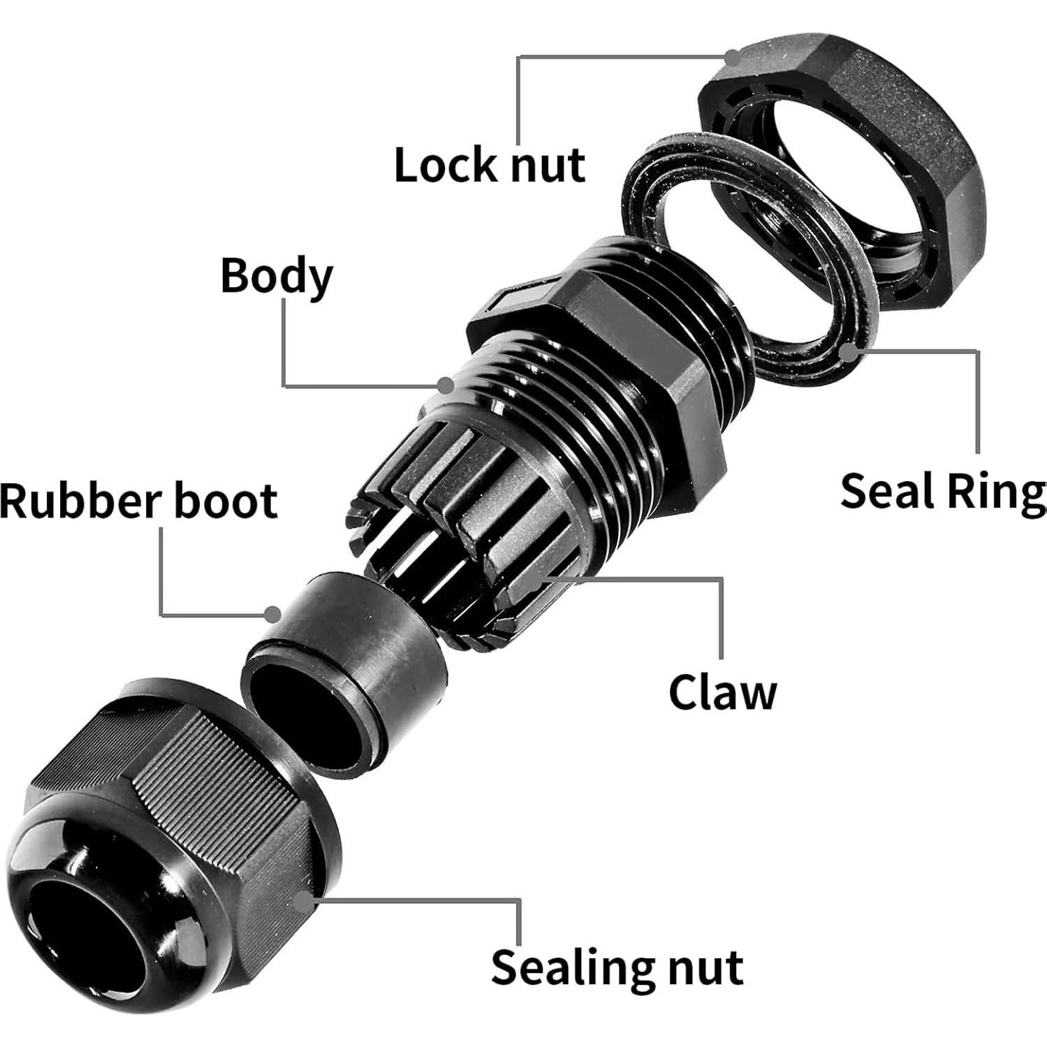 Conectores de cable de nylon IP68 Bonsicoky 2 piezas 32 mm