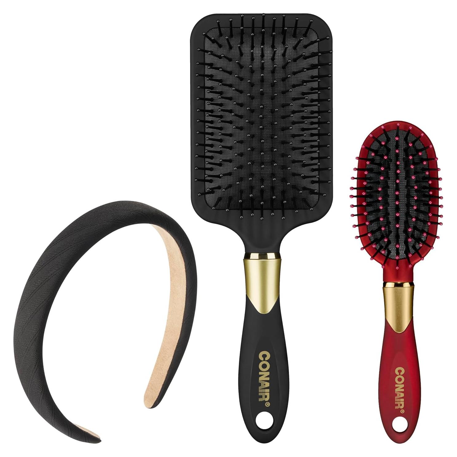 Juego de Cepillos para Cabello Conair Velvet Touch - 3 Piezas