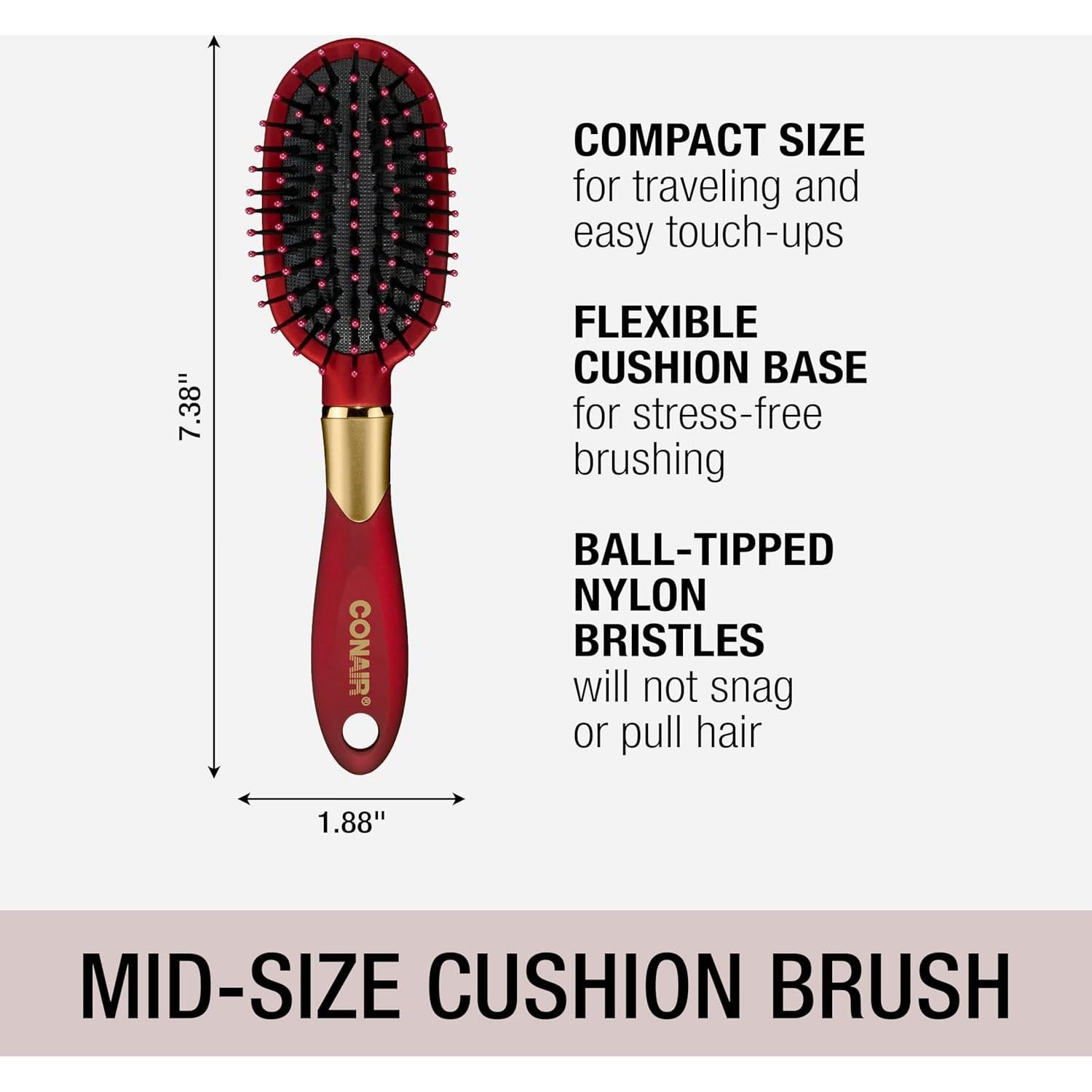 Juego de Cepillos para Cabello Conair Velvet Touch - 3 Piezas