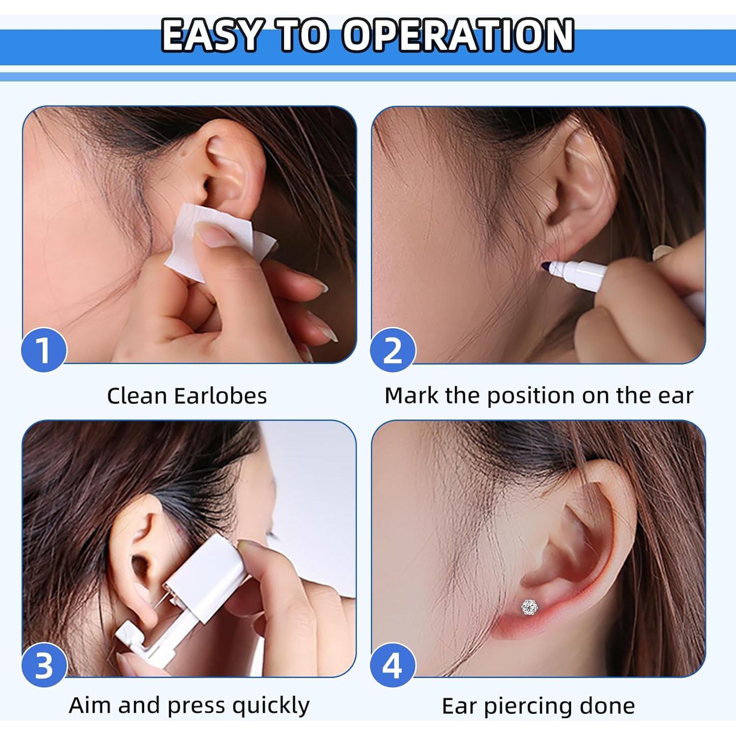 Kit de Perforación de Orejas 26 Piezas Nunpag - Incluye Aretes