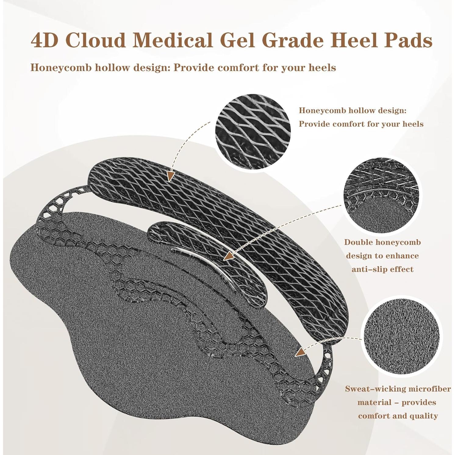 Almohadillas de Talón Lmyicuk 4D Cloud Mesh Beige - 4 Pares