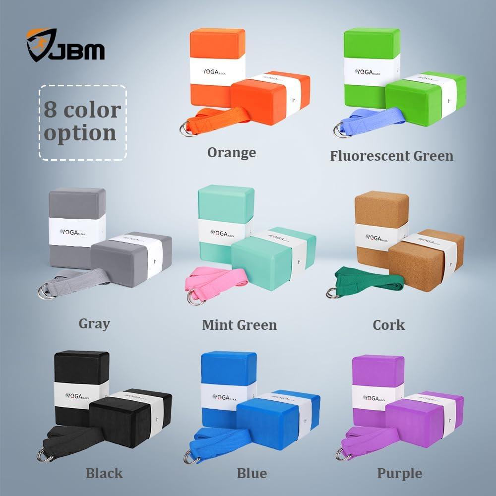 Bloques de Yoga JBM 2 Piezas Corcho y Correa 2.44m