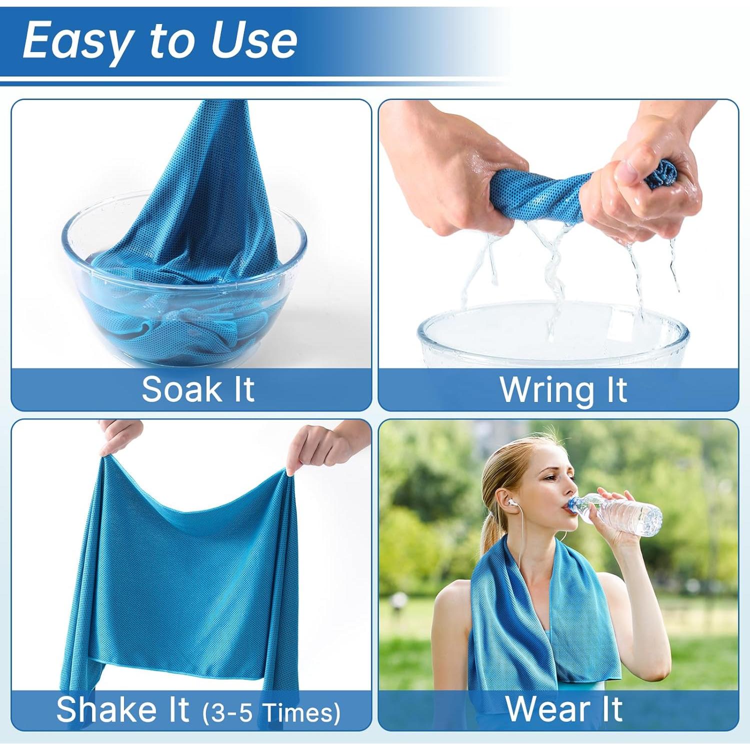 Toallas Enfriadoras DOFOWORK - Paquete de 4 Microfibra 101.6x30.5cm