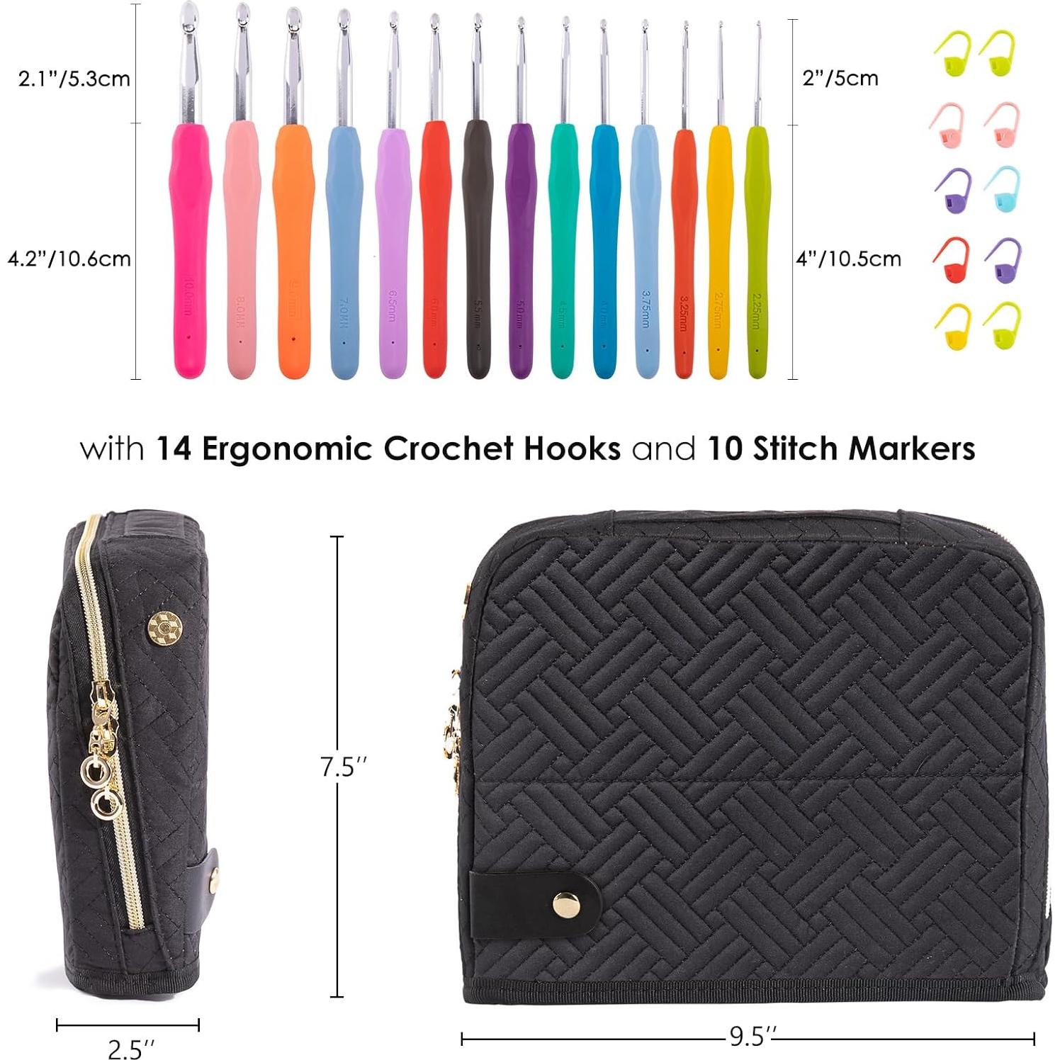 Estuche para Ganchillos MYBAGZING con 14 Ganchillos Ergonómicos