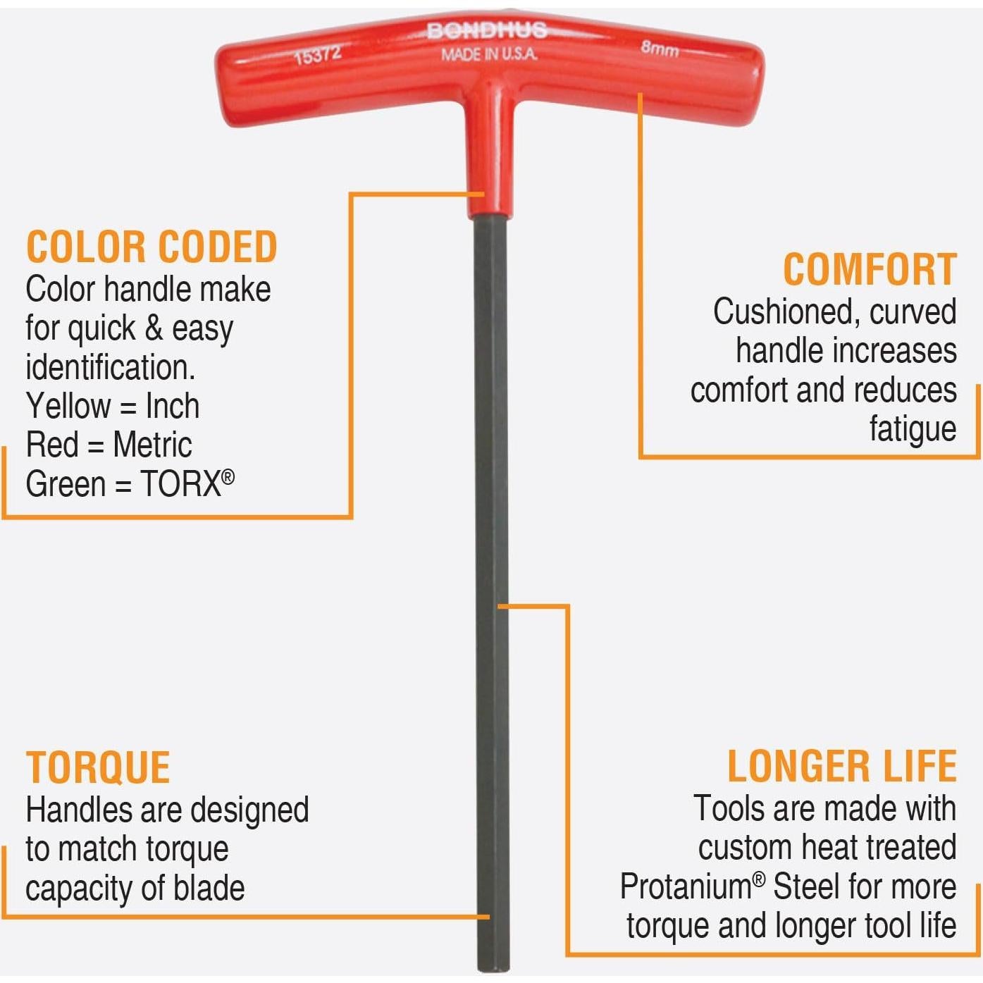 Juego de 8 Mangos en T Hexagonales Bondhus 2-10mm con Soporte