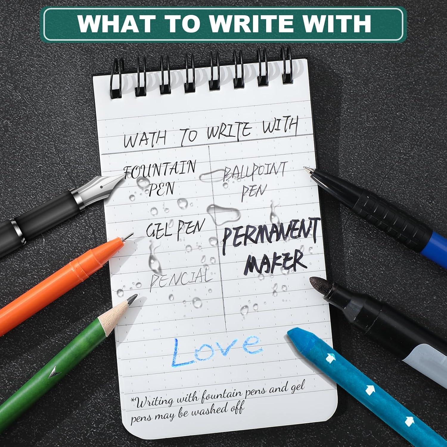 Bloc de Notas Impermeable Qilery 2 Pcs 7.62 x 12.7 cm Negro