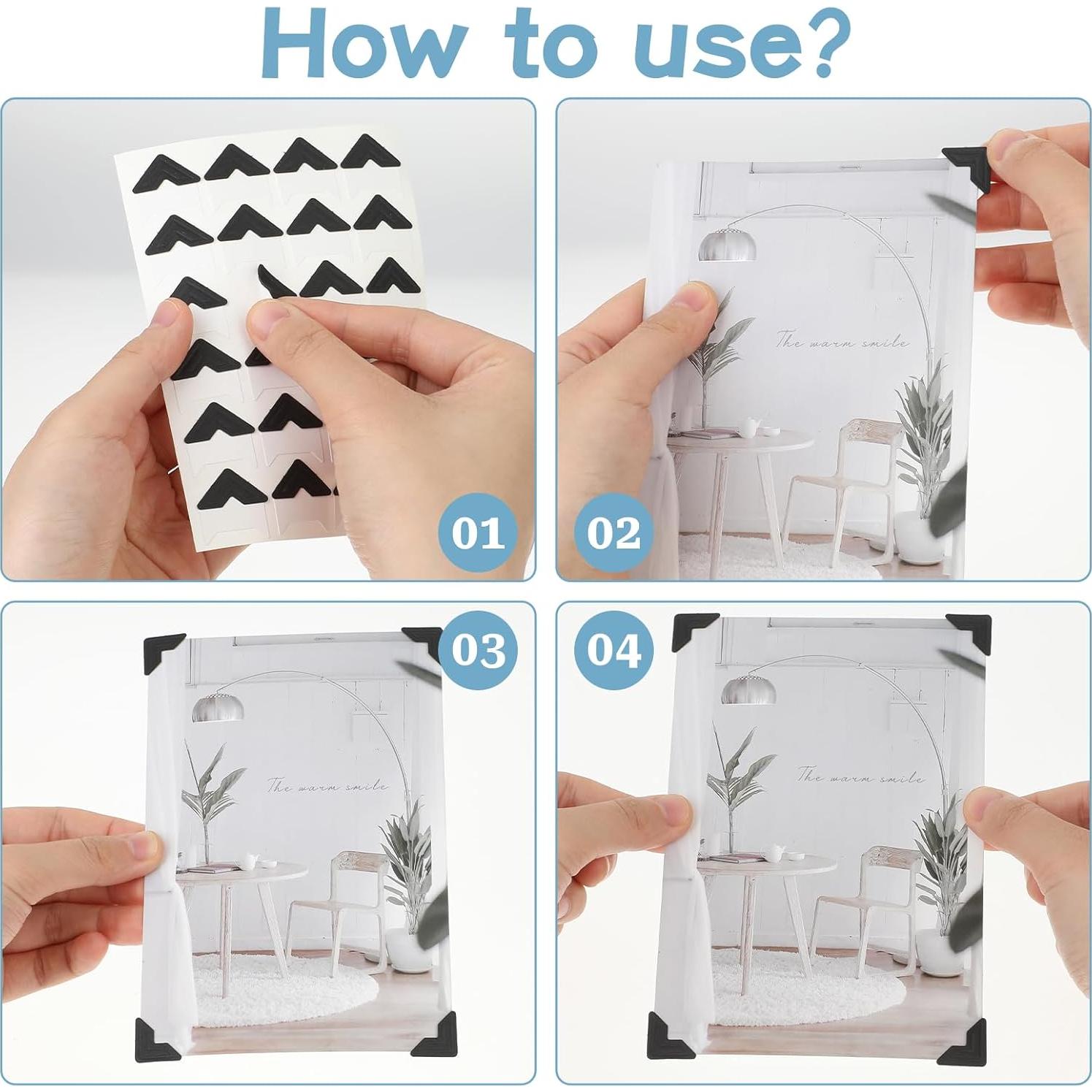 240 Esquinas de Foto Autoadhesivas Abeillo Negras 2x2cm