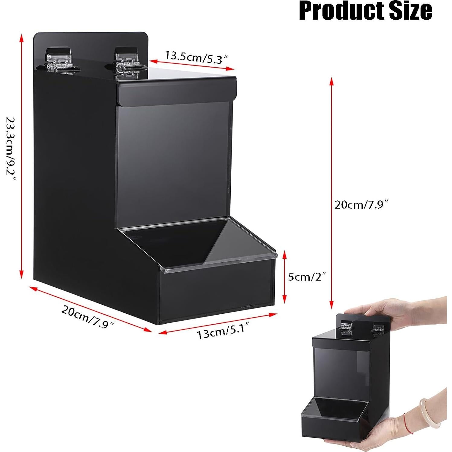 Contenedor de Almacenamiento Acrílico Sumnacon Negro 24.99x21.94cm