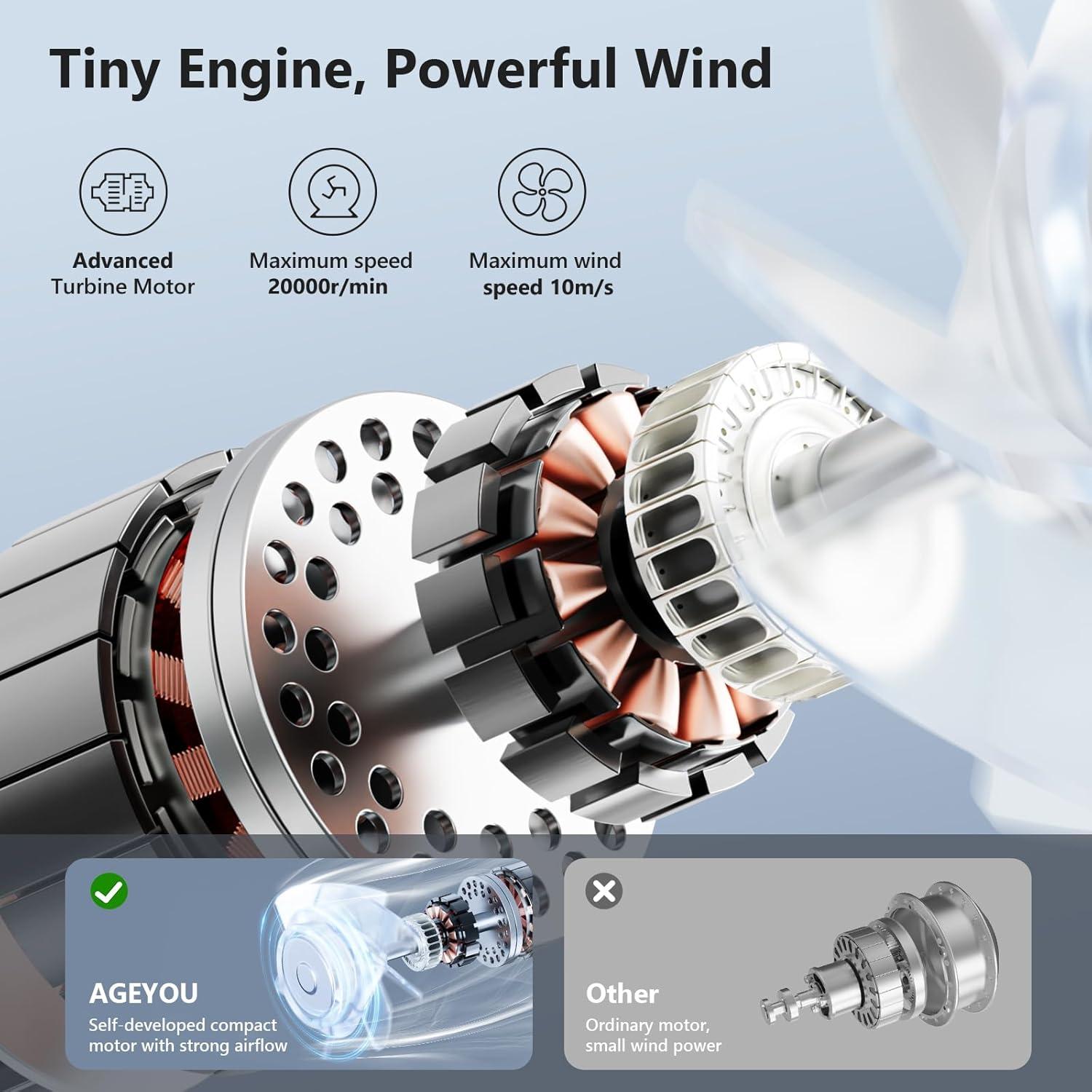 Ventilador Mini Portátil AGEYOU X008 Batería 4000mAh Ajustable