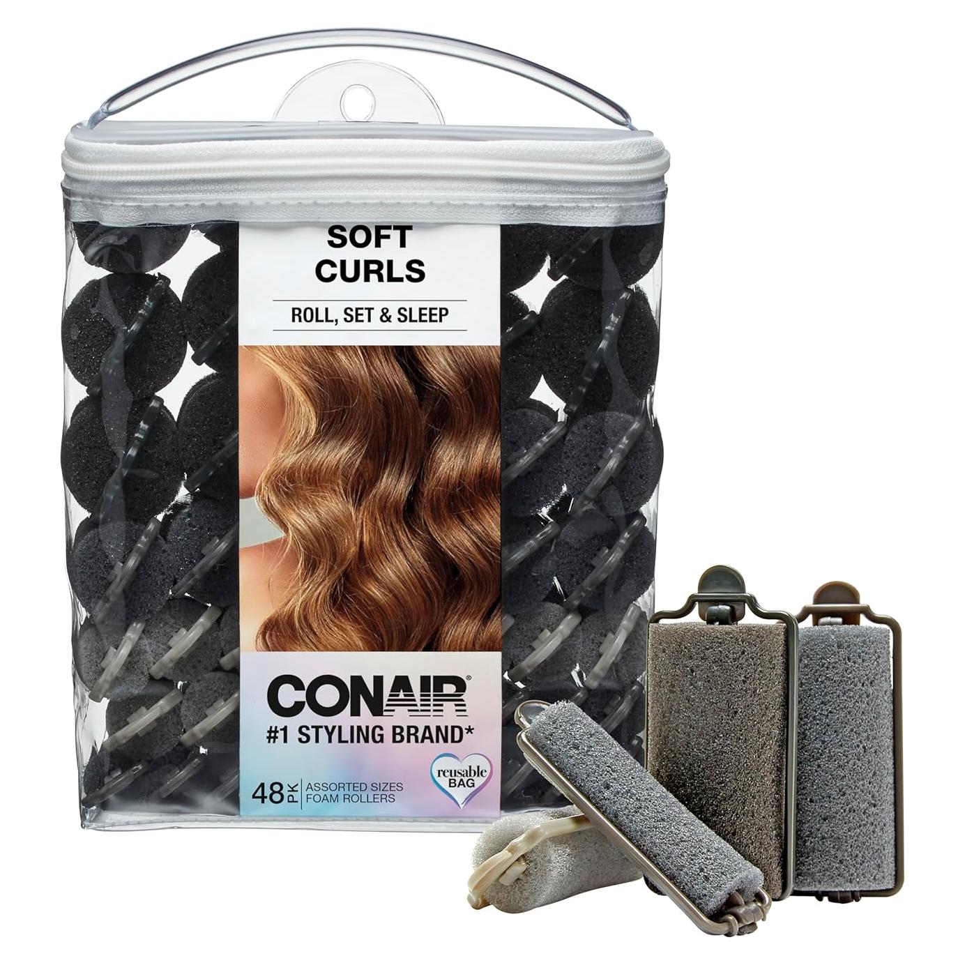 Rulos de Espuma Conair 48 Piezas - Rizos Sin Calor - Negro y Gris