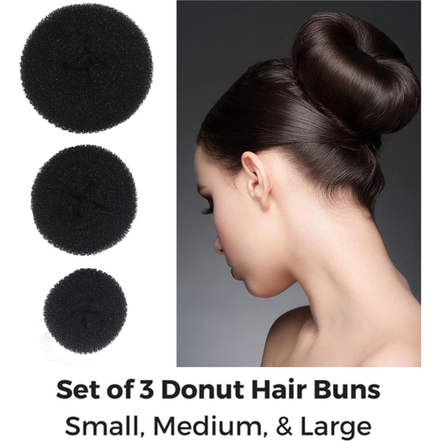 Creador de Moños de Dona Styla Hair - 3 Piezas Negras